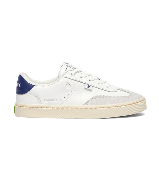 Womens leisure shoes Cariuma TOCA White Diamond Leather Smoke White Suede Blue Accents Sneaker