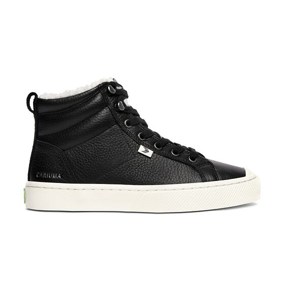 Mens leisure shoes Cariuma OCA Therma High Black Premium Leather Sneaker