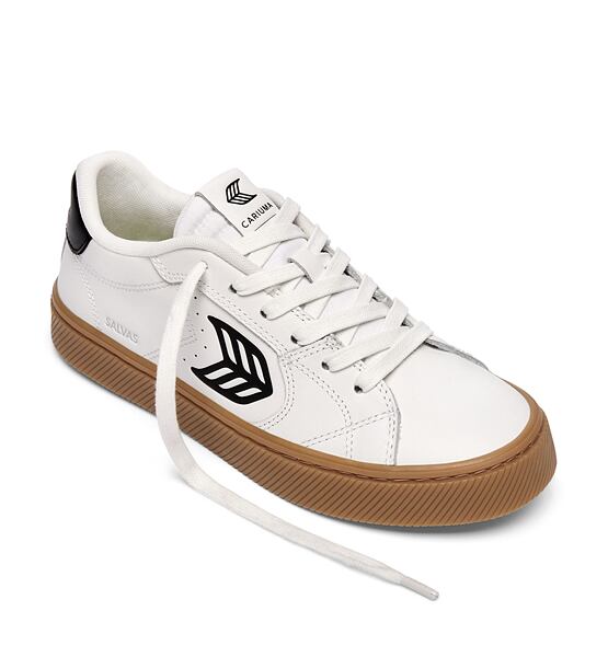 Womens leisure shoes Cariuma SALVAS Leather Gum Warm White Black Logo