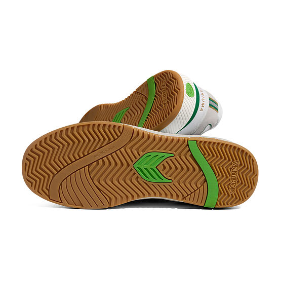 Pánské volnočasové boty Cariuma UBA Gum White Leather Green Logo Sneaker
