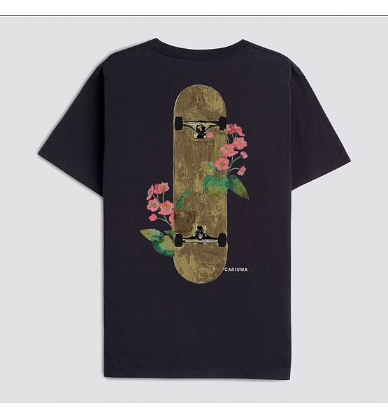 Cariuma T-Shirt Black Floral Skateboard