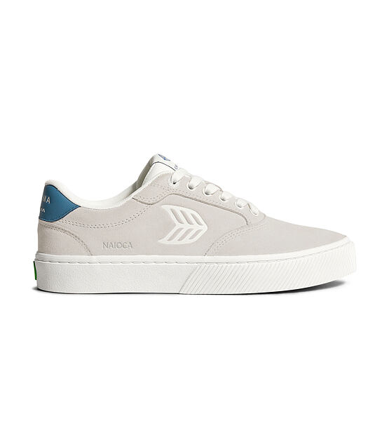Mens leisure shoes Cariuma NAIOCA Smoke White Suede Off-White Logo Washed Blue Sneaker