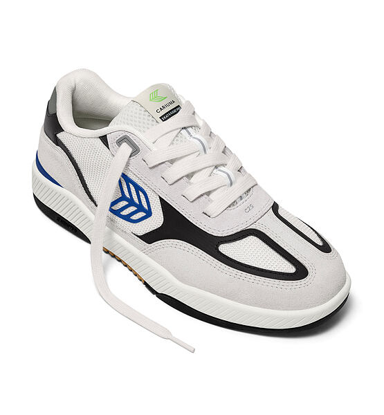 Mens leisure shoes Cariuma Skategoat C25 PRO Smoke White Suede Off-White Mesh Bold Blue Logo Black S