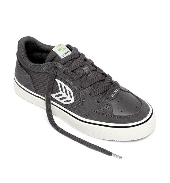 Mens leisure shoes Cariuma VALLELY PRO Magnet Grey Suede and Cordura Ivory Logo Sneaker