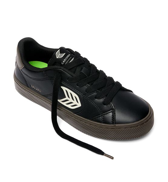 Womens leisure shoes Cariuma SALVAS Teak Black Leather Ivory Logo Sneaker
