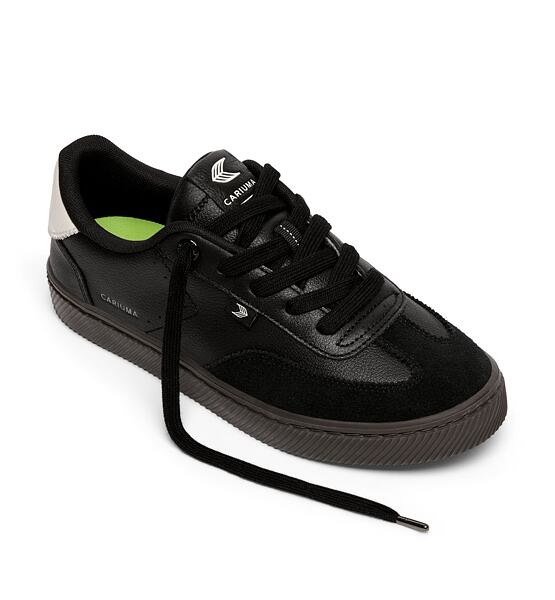 Mens leisure shoes Cariuma TOCA Soft Grain Leather and Suede Teak Black