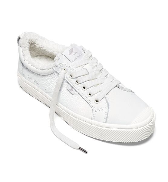 Womens leisure shoes Cariuma OCA Therma Low White Premium Leather Sneaker