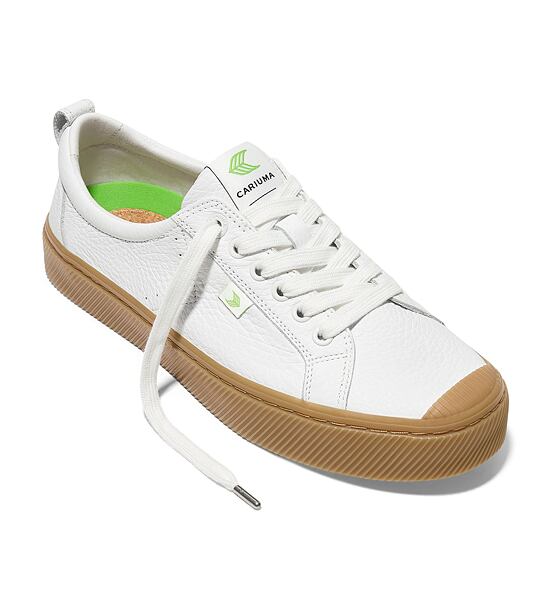 Mens leisure shoes Cariuma OCA Low Gum White Premium Leather Sneaker
