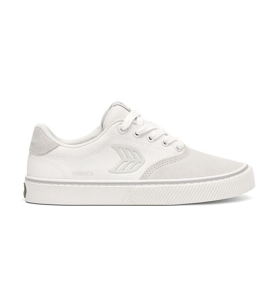 Womens leisure shoes Cariuma NAIOCA PRO Stripe Suede and Canvas Smoke White