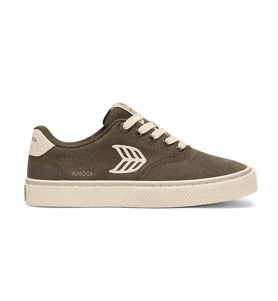 Mens leisure shoes Cariuma NAIOCA PRO Stripe Suede and Canvas Teak
