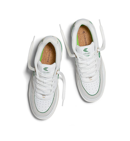 Pánské volnočasové boty Cariuma UBA Gum White Leather Green Logo Sneaker