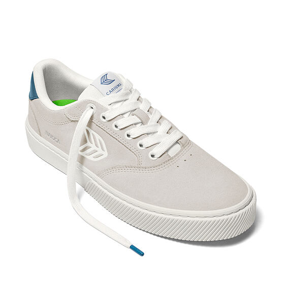 Mens leisure shoes Cariuma NAIOCA Smoke White Suede Off-White Logo Washed Blue Sneaker