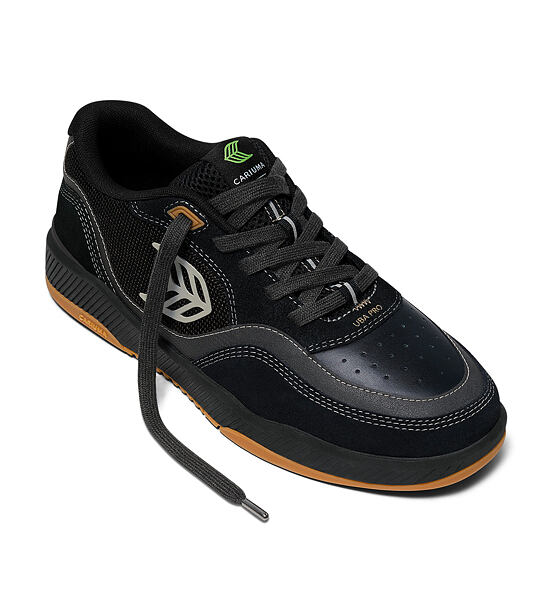 Mens leisure shoes Cariuma UBA PRO Black Suede and Mesh Silver Cloud Logo Sneaker