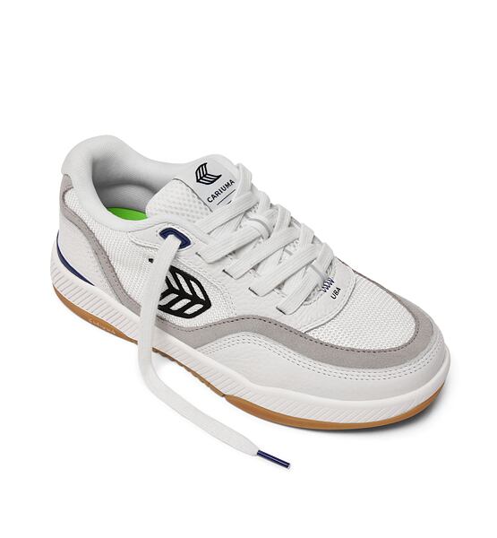 Mens leisure shoes Cariuma UBA PRO Off-White Suede and Smoke White Mesh Black Logo Sneaker