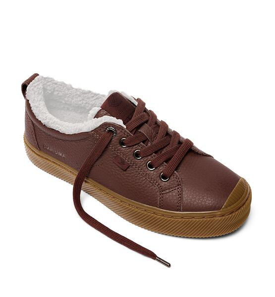 Womens leisure shoes Cariuma OCA Therma Low Brown Premium Leather Boot