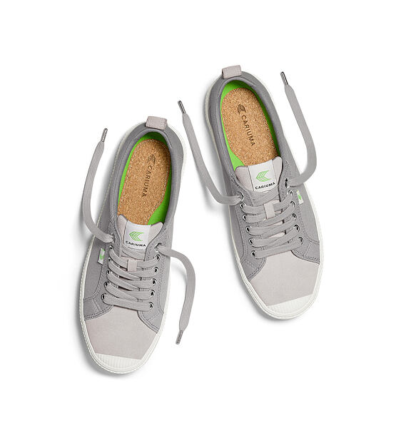 Pánské volnočasové boty Cariuma OCA Low Light Grey Canvas Vintage White Suede Sneaker