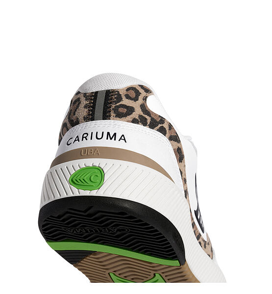 Dámské volnočasové boty Cariuma UBA White Leather Leopard Print Suede Black Logo Sneaker