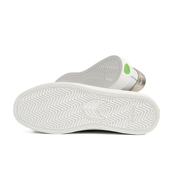 Pánské volnočasové boty Cariuma SALVAS White Premium Leather Ice Logo Metallic Gold Sneaker