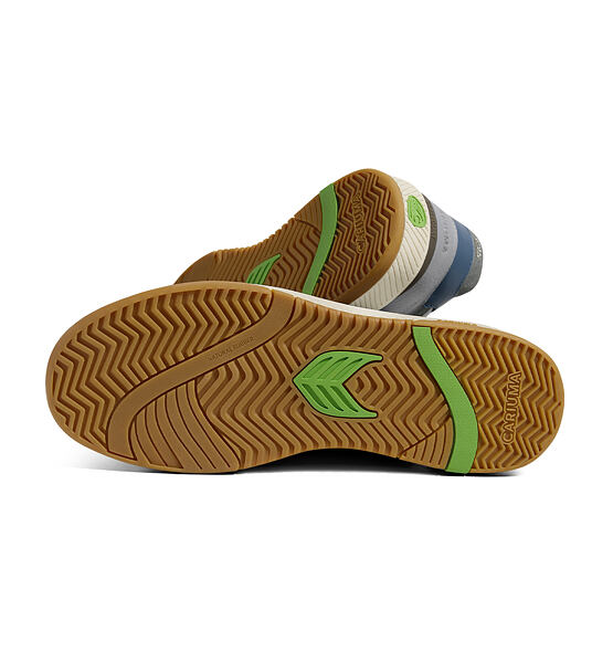 Pánské volnočasové boty Cariuma Skategoat C25 Onyx Grey Leather Faded Denim Logo Charcoal Grey Sneak