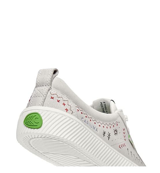 Pánské volnočasové boty Cariuma OCA Low Smoke White Suede Embroidered Sneaker