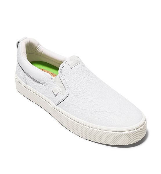 Mens leisure shoes Cariuma SLIP-ON White Premium Leather Sneaker