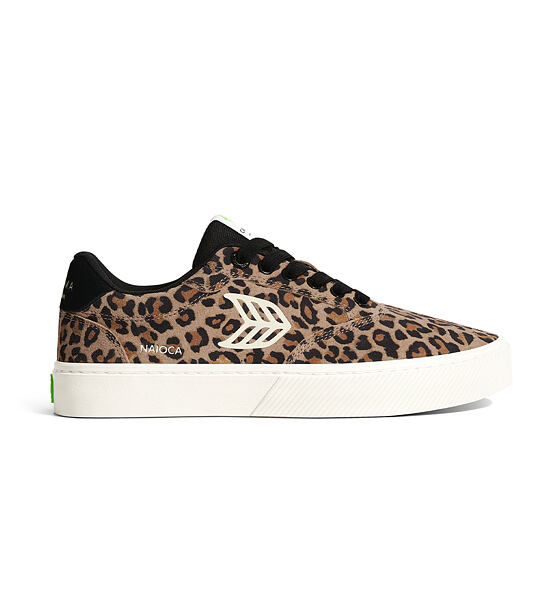 Womens leisure shoes Cariuma NAIOCA Leopard Print Suede Ivory Logo Sneaker