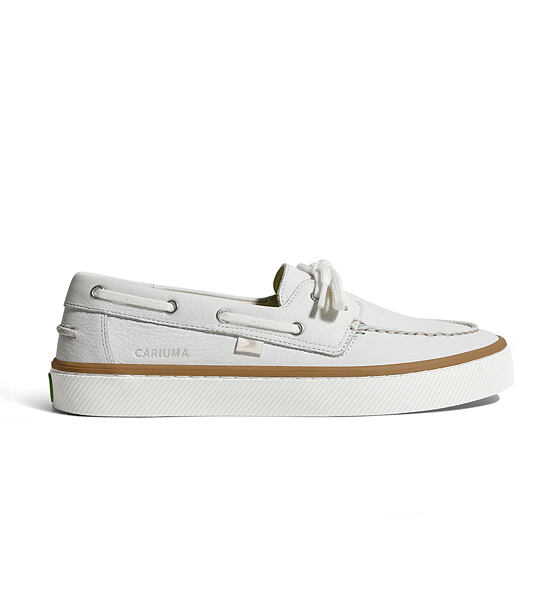 Mens leisure shoes Cariuma Mare Boat Shoe White Premium Leather