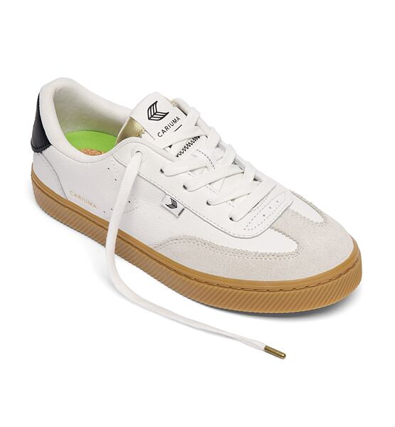 Womens leisure shoes Cariuma TOCA Soft Grain Leather and Suede Gum Warm White