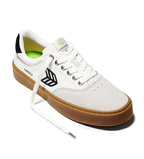 Pánské volnočasové boty Cariuma NAIOCA PRO Stripe Suede and Canvas Gum Vintage White