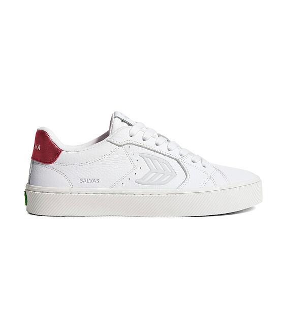 Mens leisure shoes Cariuma SALVAS White Premium Leather Ice Logo Metallic Red Sneaker