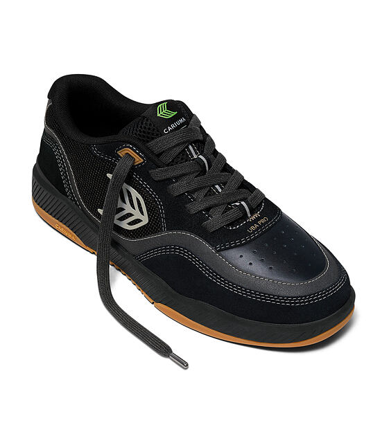 Mens leisure shoes Cariuma UBA PRO Black Suede and Mesh Silver Cloud Logo Sneaker