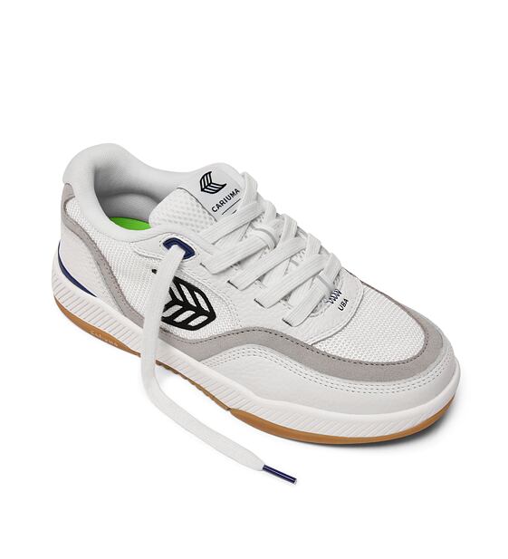 Mens leisure shoes Cariuma UBA PRO Off-White Suede and Smoke White Mesh Black Logo Sneaker