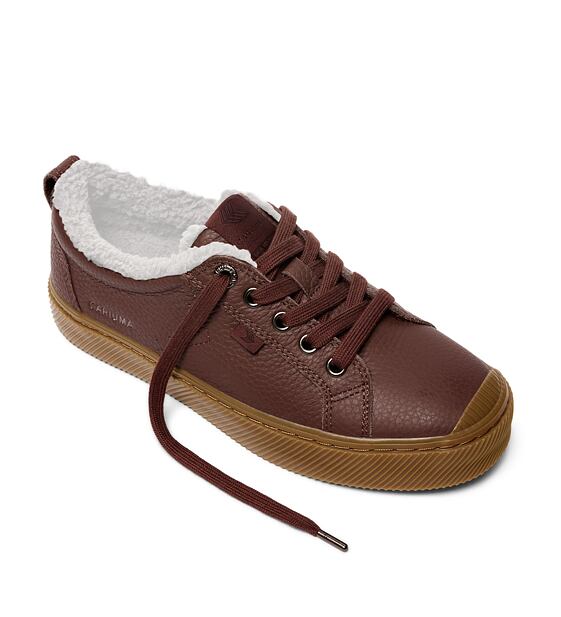 Womens leisure shoes Cariuma OCA Therma Low Brown Premium Leather Boot