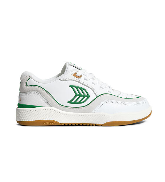 Pánské volnočasové boty Cariuma UBA Gum White Leather Green Logo Sneaker