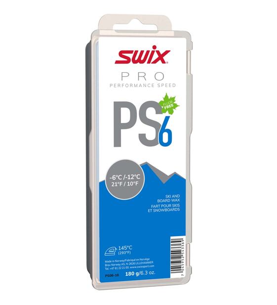 Glide wax Swix PS6 Blue -6°C/-12°C, 180g