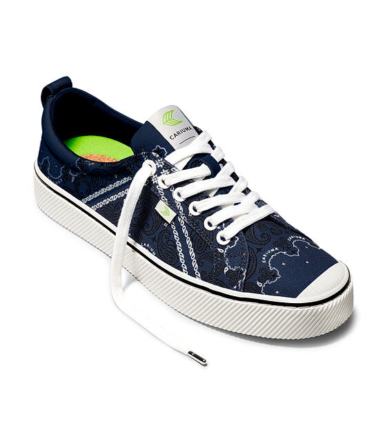 Womens leisure shoes Cariuma OCA Low Navy Bandana Canvas Sneaker