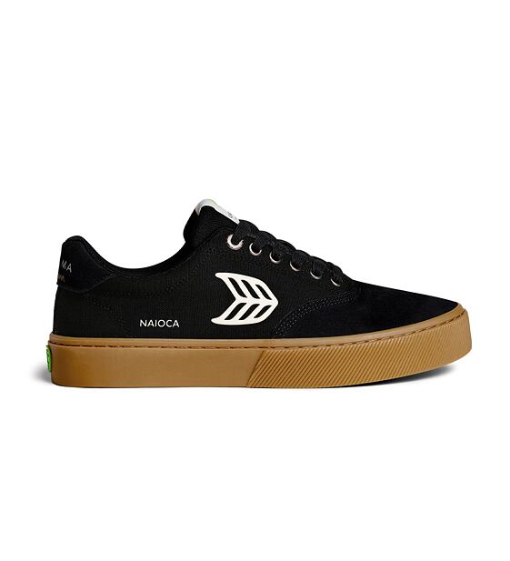 Mens leisure shoes Cariuma NAIOCA PRO Suede and Canvas Gum Black