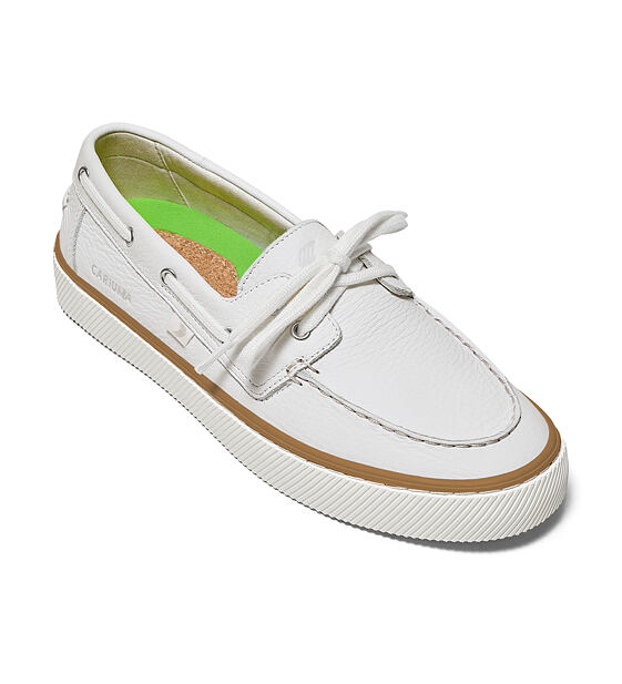 Mens leisure shoes Cariuma Mare Boat Shoe White Premium Leather