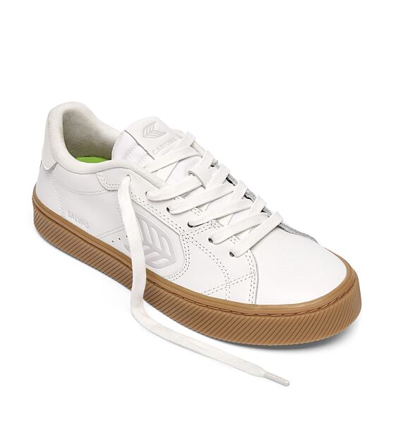 Mens leisure shoes Cariuma SALVAS Leather Gum Warm White Ice Logo