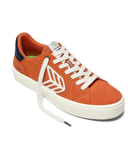 Pánské volnočasové boty Cariuma CATIBA PRO 2.0 Burnt Orange Suede and Cordura Ivory Logo Navy Sneake
