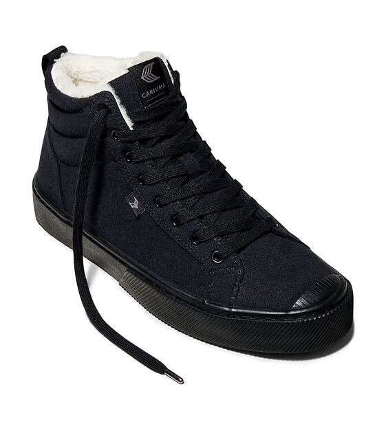 Womens leisure shoes Cariuma OCA Therma High All Black Suede Boot