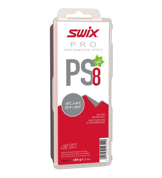 Glide wax Swix PS8 Red -4°C/+4°C, 180g