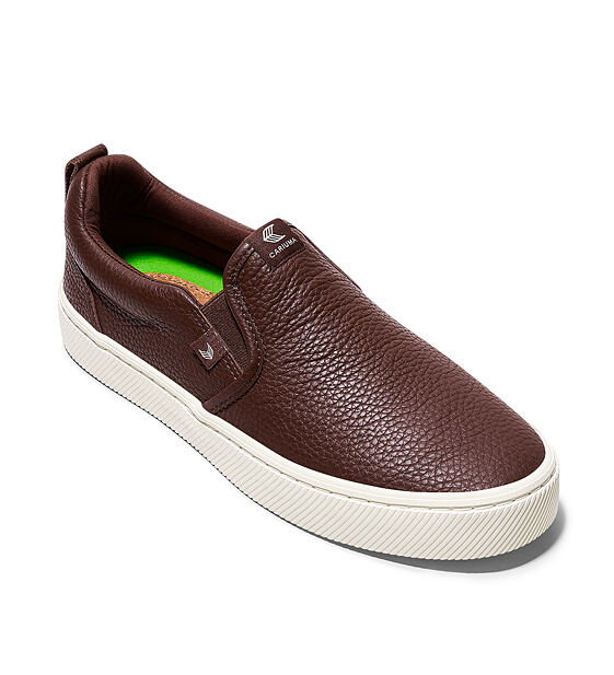 Mens leisure shoes Cariuma SLIP-ON Brown Premium Leather Sneaker