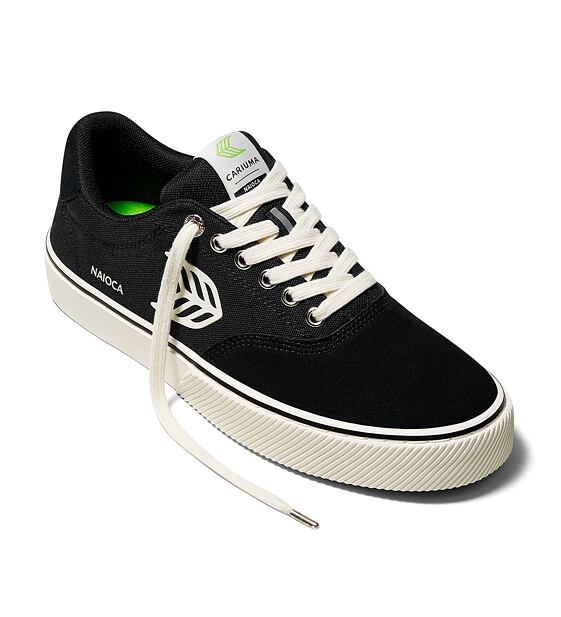 Womens leisure shoes Cariuma NAIOCA PRO Stripe Suede and Canvas Black