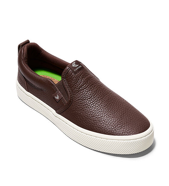 Dámské volnočasové boty Cariuma SLIP-ON Brown Premium Leather Sneaker