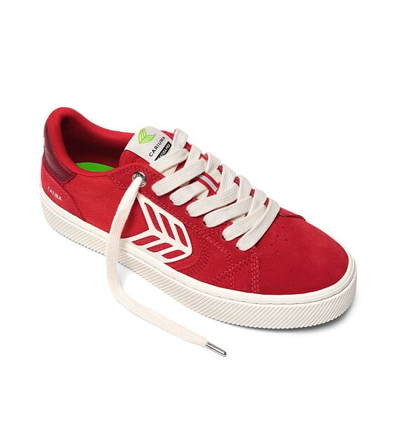 Dámské volnočasové boty Cariuma CATIBA PRO 2.0 Flame Scarlet Suede and Cordura Ivory Logo Cabernet S