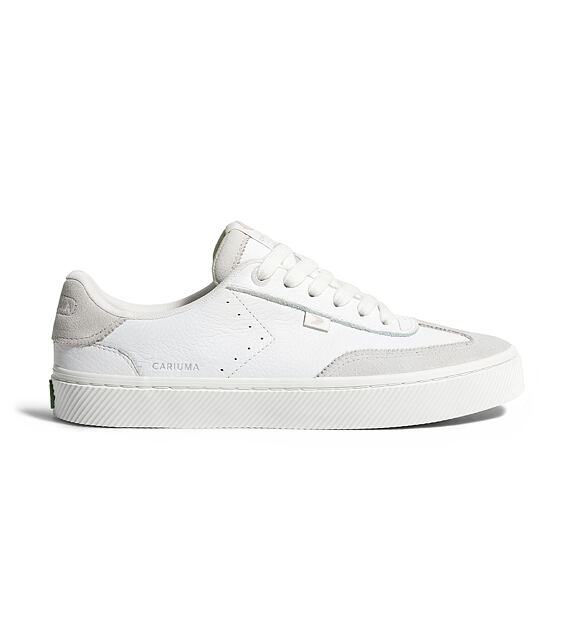 Womens leisure shoes Cariuma TOCA White Premium Leather Smoke White Suede Sneaker