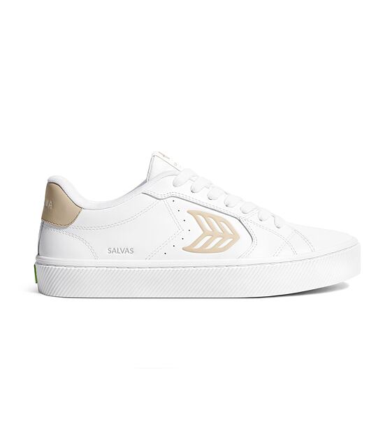 Womens leisure shoes Cariuma SALVAS White Leather Shifting Sand Logo Sneaker 