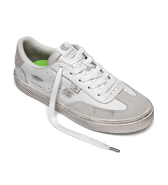 Womens leisure shoes Cariuma TOCA Vintage Warm White Diamond Leather and Suede Sneaker