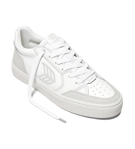 Pánské volnočasové boty Cariuma VALLELY White Leather Vintage White Suede Ice Logo Sneaker